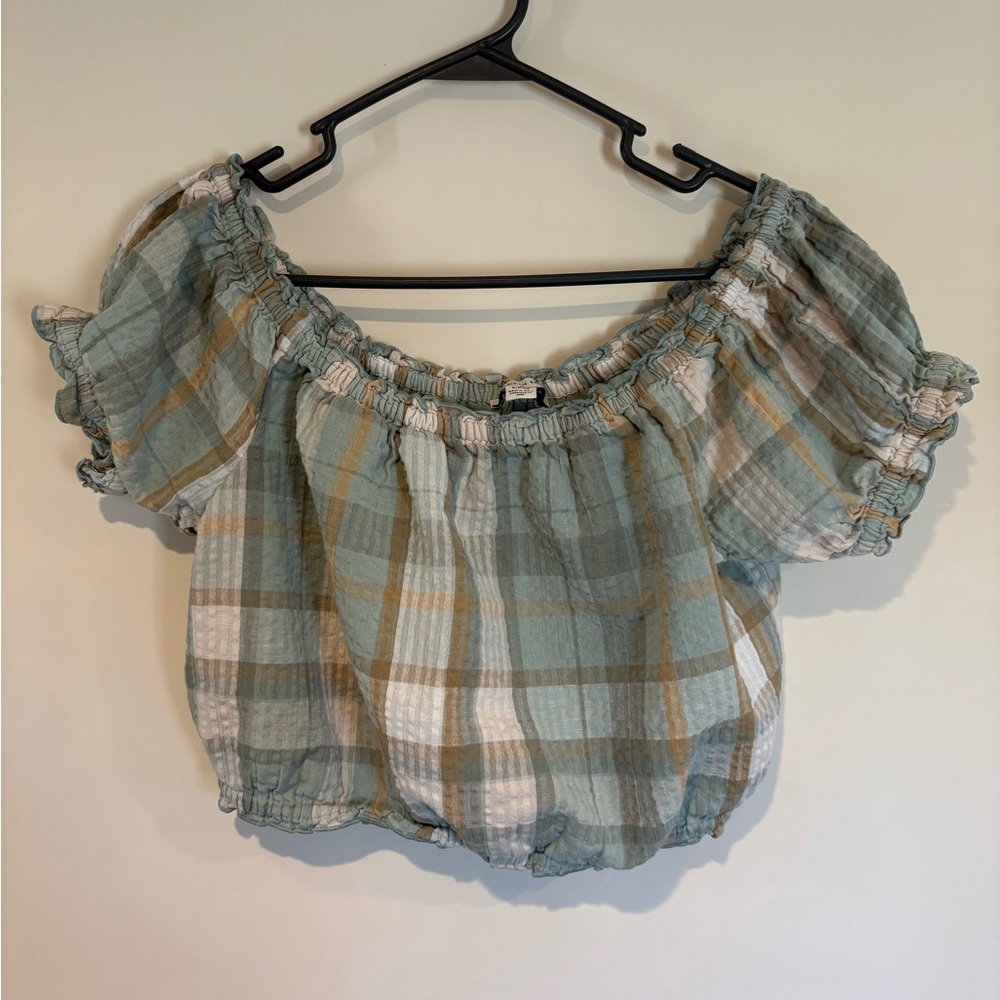 Plaid Off-Shoulder Women's Top